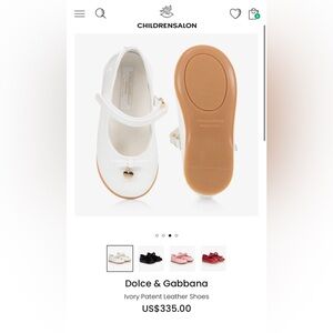 Gorgeous luxury white patent leather ballerina pump by Dolce & Gabbana. Size 20